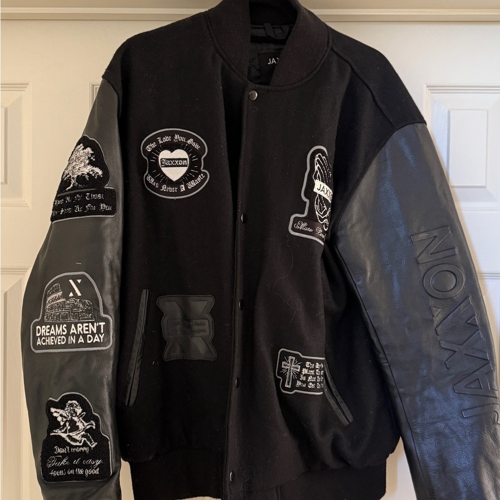 Jaylon Black Bomber Jacket with Patches